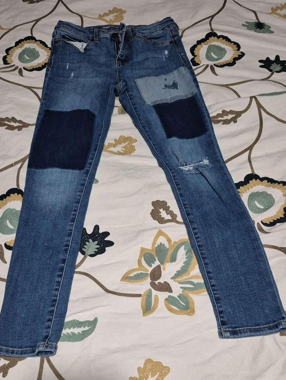 GAP Women’s Patchwork Skinny Jeans in Medium & Dark Blue